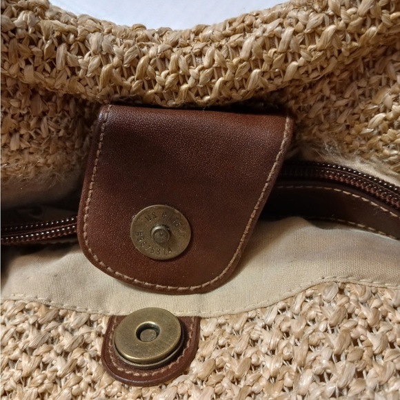 Rosetti Tan Woven Tote with Bamboo Handles - Picture 4 of 11